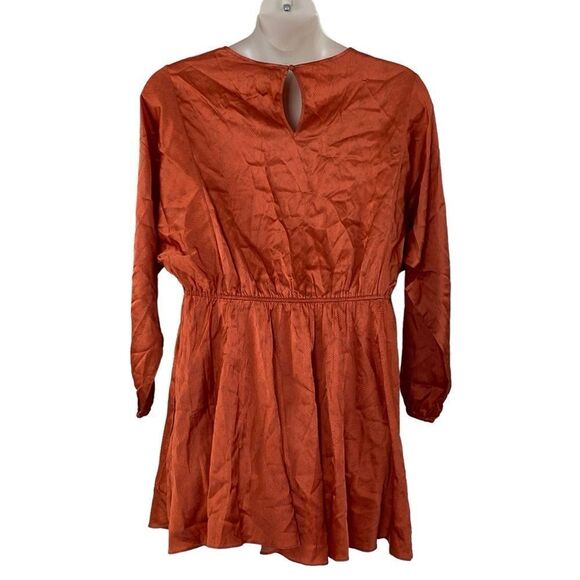 Anthropologie Caballero Orange Long Sleeve Circular Print Mini Dress Size L NWT - Picture 7 of 16